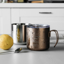Wooden original ins stainless steel mug Nordic retro copper plated handy cup Coffee cup Golden water cup