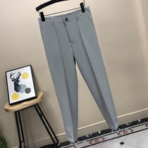 Spring and summer gray men Korean version of the trend pendant suit pants ankle-length pants slim feet trousers casual pants men