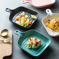 With Handle Ceramic Baking Pan Oven Special Fried Chicken Dishes Creative Han Style Net Red Oven Baking Baking Pan Home