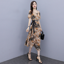 Snowspun Hymn Dress Woman 2022 New Summer Temperament Goddess Van Loose Mom Veil for Slim Print Dress