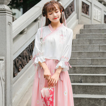 Original Summer Fairy Fasting Ancient Wind Improved Ancient Cherry Princess Han Wanxian Chinese Wind Suit