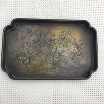 Antique collection antique antique antique made old copper device eight Xiangxian Xiaoxiang copper plate fruit dish tea dish