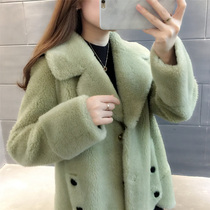 Granular cashmere coat womens short winter wear new lamb fur fur fur one loose tide coat