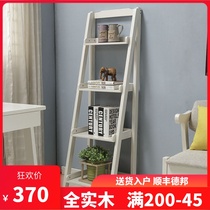 Solid wood ladder shelf Bedroom floor-to-ceiling flower stand Simple modern simple stepped multi-layer wood flower stand single