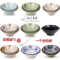 Thickened soup bowl imitation porcelain spicy hot bowl large Bowl Green Lotus plastic commercial noodle bowl horn bowl melamine beef ramen bowl