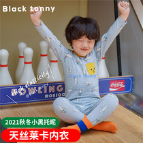 2021 Little Black Toni Boy Thin Lycra Cotton Childrens Underwear Set Autumn Clothes Small Black Tony Home Clothes