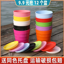 Disposable flowerpot plastic thickened plastic resin Green rose meat simple Net red belt tray special clearance