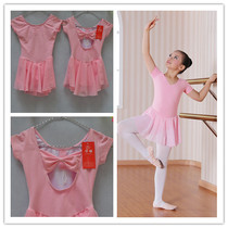 Childrens gymnastics suit Lotus leaf skirt Chinese dance practice suit grading suit One layer of chiffon practice suit