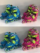 Mike New Wei Straight Skating Shoes Beginners Professional Flat Flower Shoes Dry Skates Single Row Wheels Adjustable Size Children