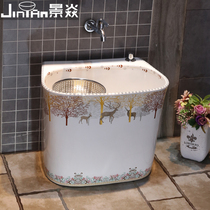 Jingyan Elk forest art washing mop pool European double drive ceramic mop pool Balcony bathroom mop pool