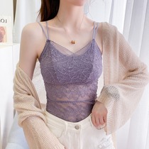 Japanese beauty back camisole Vest Women lace breast wrap base shirt Joker short large size underwear thin
