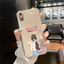 Suitable for Apple xsmax mobile phone shell iPhonEXSMAX daughter brief iphonexsmax protective sleeve A2104 mesh red new full package anti-fall electroplating housing tide