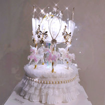 Gorgeous Pearl Three-dimensional Cloth Art Crown Swing Piece Dream Rotating Trojan Horse Cake Plug-in Baking Cake Decoration Mesh Red