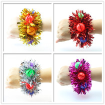 61 children dance performance hand Ling sequins hand flower gold wrist flower sports meeting bell bracelet flower blue