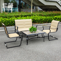 Outdoor Teslin sofa combination four-piece balcony small apartment table and chair simple modern rocking chair small tea table combination