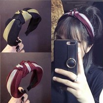 langboer Korean headdress fabric knot wide-edged hairband headband headband women bow hairband hair