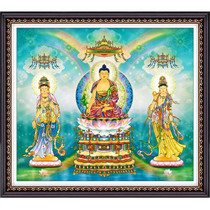 Buddhist cross stitch medicine teacher Buddha Oriental three Holy glazed pharmacist Tullao Buddha living room Temple daylight Moonlight Bodhisattva statue