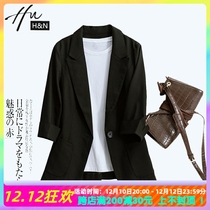 Black pitched suit jacket woman Xia thin yan Korean leisure wild lump body slim chic little suit women top