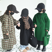 Childrens cashmere coat clothes boys and girls clothes thicken medium and long clothes