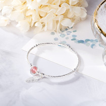 A stone of life natural crystal S925 silver forest ins niche design Best friend strawberry crystal gradually frozen hand chain woman