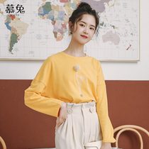 ins student pure cotton long-sleeved t-shirt womens autumn 2021 new Korean loose super fire cec top base shirt tide