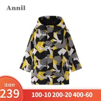 Anel childrens clothing boys cotton clothes 2019 Winter new middle and big children warm hooded fans color long cotton clothing