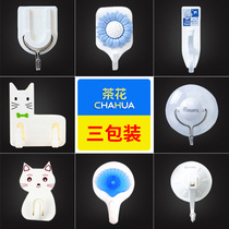 Camellia plastic sticky hook wall hanging clothes clothing bathroom kitchen creative household viscose suction cup hook 3 packaging