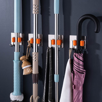 Mop adhesive hook non-hole wall storage artifact broom holder strong viscose stainless steel Mop Mop clip