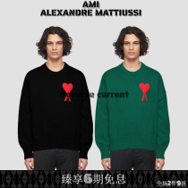 (Office of the official network )Ami Paris loves round-necked sweater hedges men and women with leisure and loose embroidery pure color