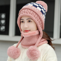 Gush hat winter hat female Korean version sweet and cute slim face wool knit hat thickness bicycling and warm protective ear cover headgear