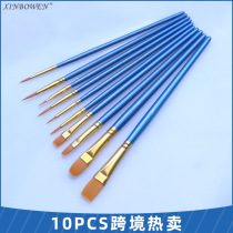 Custom 10pcs pearlescent blue brush watercolor pen set Nylon hair brush painting pen Graffiti pen