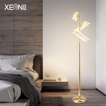 Light luxury floor lamp living room Nordic simple bedroom lamp French gold post-modern creative personality bedside vertical table lamp
