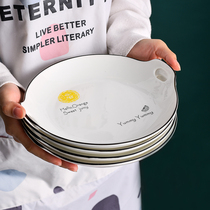 Hipster simple ceramic creative household double ear plate deep plate rice plate soup plate plate plate large plate