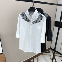 2020 Spring Summer printed seven-point sleeve shirt mens short sleeve hair stylist senior sense shirt casual versatile inch clothes tide