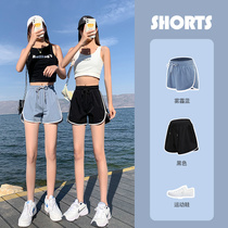 Sports shorts women Summer Ice Silk thin black a-shaped wide leg high waist fast dry running yoga fitness 2021 New
