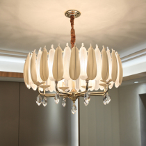 Bedroom chandelier warm romantic Net red master bedroom room light post modern light luxury ceramic feather lamp restaurant chandelier