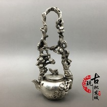 Antique bronze collection home decoration antique brass silver-plated copper Hulk Kettle Teapot squirrel longevity tote