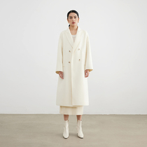 2022 new 1 double-sided cashmere coat female high-end over knee long white 100% wool and wool coat in winter