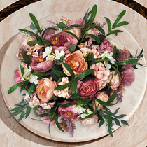 Hotel big dining table decorations turntable round table table flower plastic decoration table floral ornaments simulation fake flowers