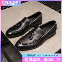 Spring Inron genuine leather mens shoes Mens casual streaming Su Small leather shoes Mens Han version Tidal Shoe Sloth a foot pedal Lefoe shoes