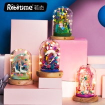 Ruo Ruolai ultra-light clay DIY handmade glass theater Valentines Day womens birthday gifts assembly ornaments