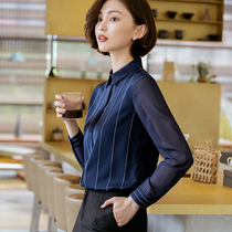 Chiffon shirt womens long-sleeved Korean version of the spring and summer new ol commuter professional fashion foreign style top loose base shirt