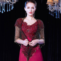 With a dress Cheongsam triangle tassel scarf Handmade beaded woven with a small shawl in the summer