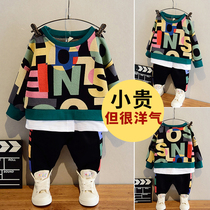 Boys spring and autumn suit 2022 new foreign gas One year and a half male baby Spring paragraph Childrens clothes with handsome qi boy clothes wave