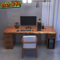 Full solid wood desk with drawer Home bedroom bay window Computer desktop table Couple office gaming table Long table