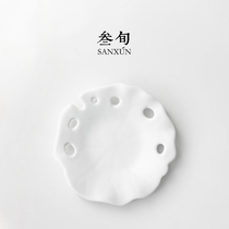 Thirty-year fat white residual Lotus coaster ceramic household Tea Cup heat insulation pad kung fu tea ceremony accessories Japanese tea cup holder