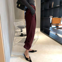 Design high-end suit pants 2021 spring and autumn new waist thin casual pants all-match high-waist nine-point pants women