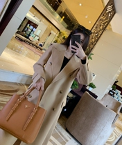 Navy collar playful Nana small and high-end long and two-sided cashmere Grand coat woman 2022 new