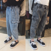 Clearance does not return boys jeans spring and autumn 2019 new childrens wear childrens overalls