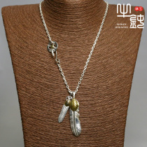Bull blunt precision of gold sunfan feather necklace Lin Junjie with 925 pure silver revamping hand - made accessories